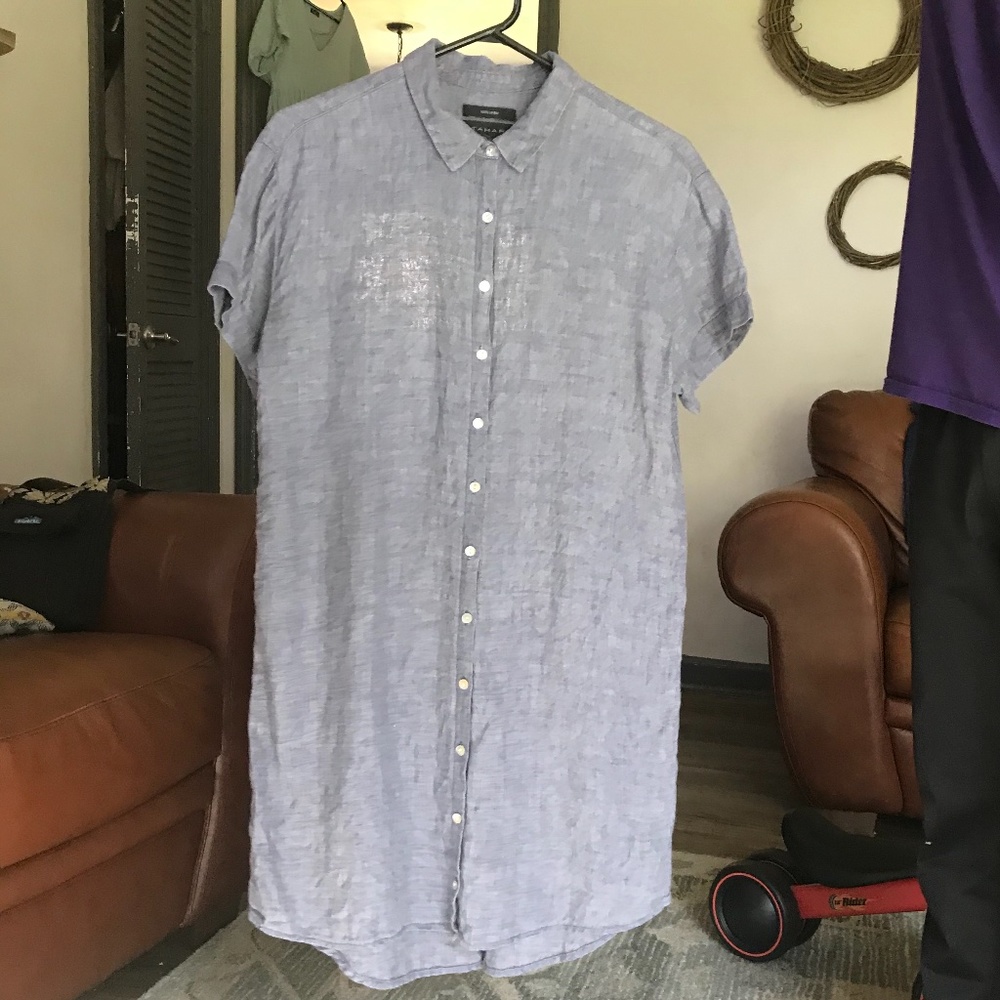 100% Linen Tahari Shirt Dress